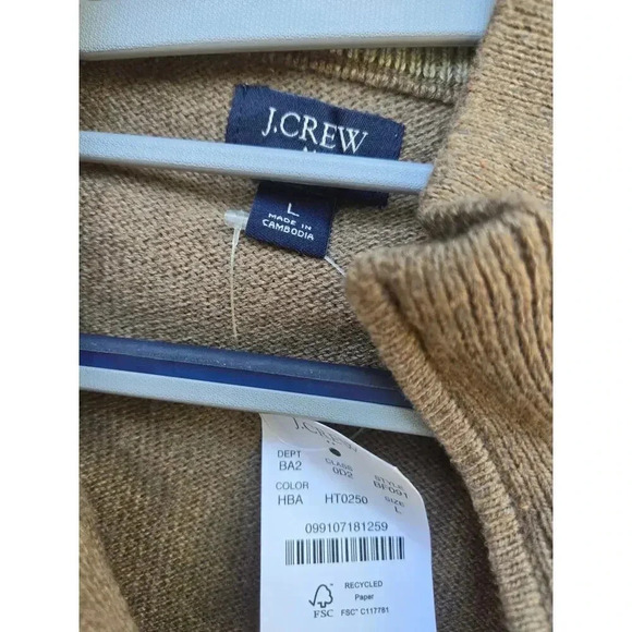 J.Crew Mens M Pullover Long Sleeve High Neck Sweatshirt Light Brown Size L - Picture 3 of 3